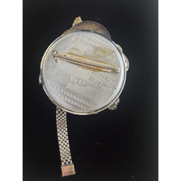 Steampunk Brooch Watch Dial Parts Rhinestones One Of A Kind Piece Of Art - Picture 3 of 8